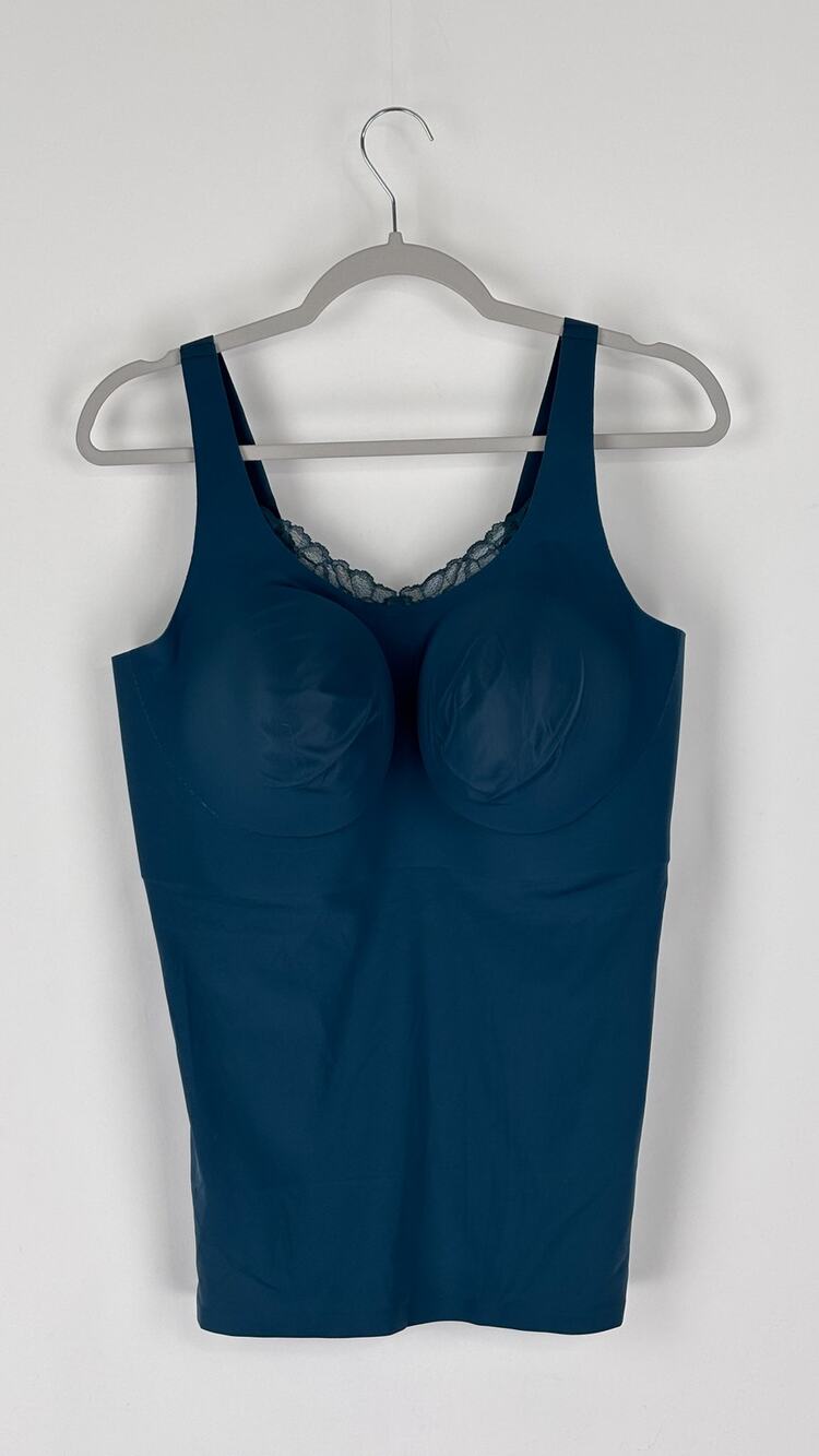 Evelyn Bobbie V Neck Lace Trim Seamless Bra Cami Blue Womens Size 2XL New